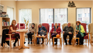 Older ladies playing bingo 