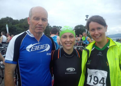 3 members of the triathlon team at the race